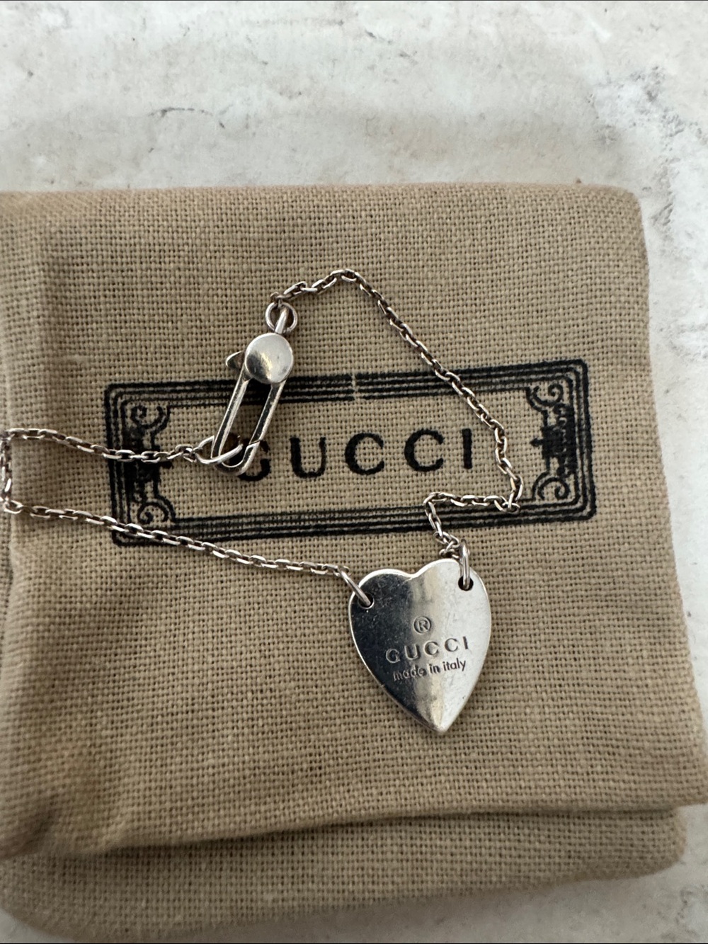 Gucci Silver Heart  bracelet with COA